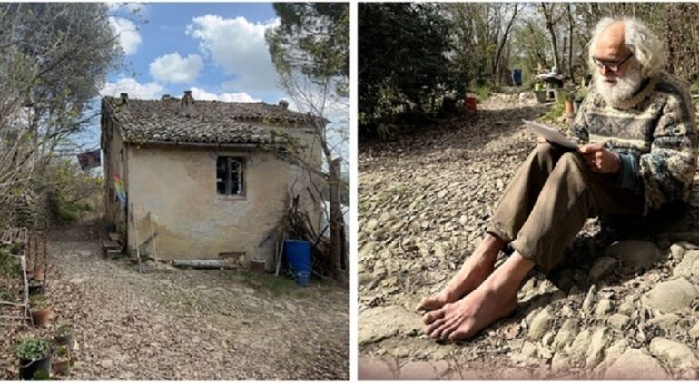 uomo vive nel bosco senza luce