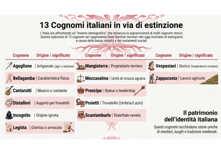 cognomi italiani a rischio estinzione