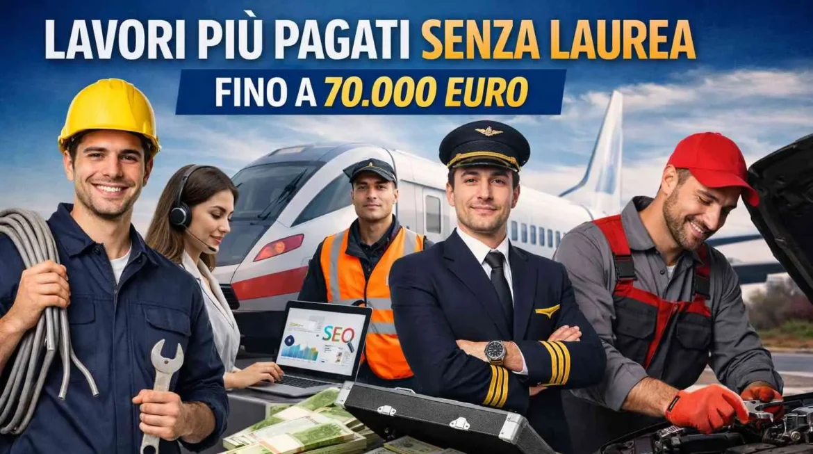 lavori senza laurea più pagati
